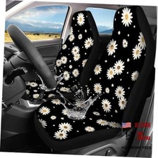 Car Seat Covers Set of 2, Greey Daisy Flower Front Bucket Green Daisy Floral