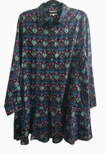 Livro Kurta Mini Shirt Dress L 100% Cotton India Floral Block Print Boho Cottage