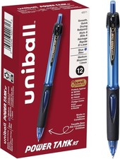 uniball Power Tank RT Ballpoint Pens, Medium Point 1.0mm , Blue, 12 Pack