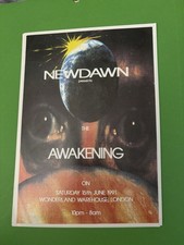 Vintage Rave Flyer The Wonderland Warehouse London Newdawn Awakening Collectable