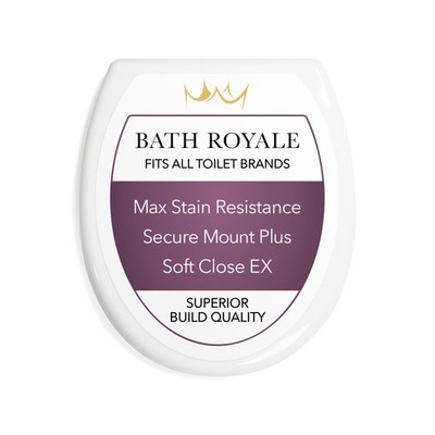 BATH ROYALE Toilet Seat Round Executive Series BR500-00, White, Slow Close, Heav