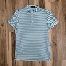 G/Fore Shirt Men's Small Green Stripe Golf Stretch Performance Tech Pique Polo