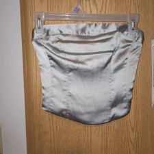 Women's Satin Bustier Tube Top - Wild Fable Silver S NWT