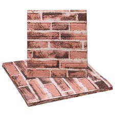 10pcs 3D Wall Panels Peel and Stick 13.8"x15.2" Brick Design, Red