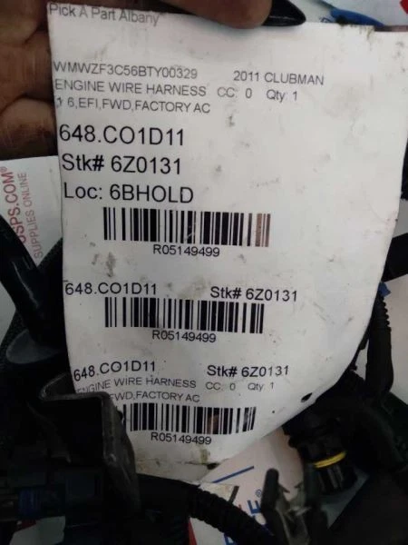 Mini Cooper Clubman 2011 1,6 tracción delantera bahía de motor automático arnés de cableado 7601191-01 Foto 2 de 4