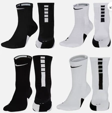 Nike Elite Basketball Crew Socks Size Small Black / White SX7622-013 FREE SHIP