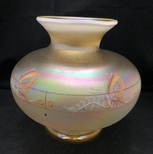 Fenton Millennium Collection Butterfly Iridescent Vase Fenton Signed Numbered