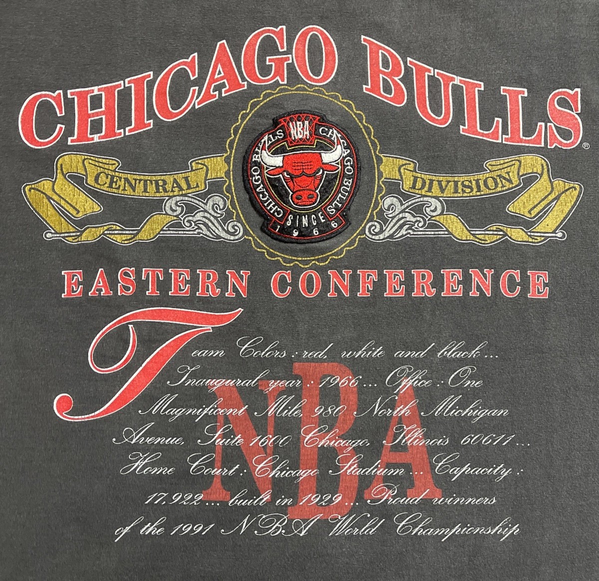 NBABULLS 91番ジャージ VTG Nutmeg NBA Chicago Bulls 1991 Championship T-Shirt Men's LARGE