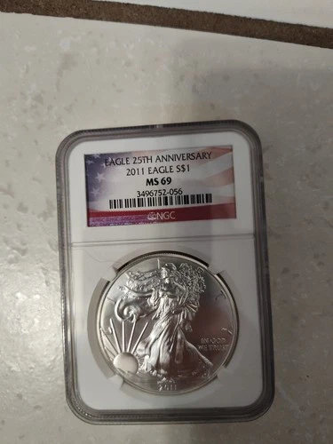 2011 1 oz Silver American Eagle MS-69 NGC 25th Anniversary (ER)