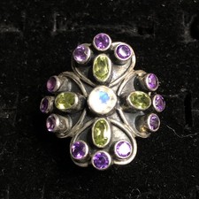 Natural Multi Gemstone Ring High Quality-925 Sterling Silver-Hand Made Size 8.25