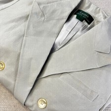 Lauren Ralph Lauren Silk Linen Blazer Gray Double Breasted Jacket 6