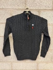    2010s Polo Ralph Lauren Cable Knit Quarter Zip Sweater Black S