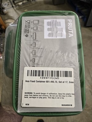IKEA PRUTA 17pc 0.3L Green Plastic Snap Lid Storage Containers Freezer Safe