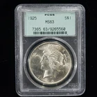 1925 $1 Peace Dollar PCGS MS63 OGH – Choice Unc Silver, Old Green Holder
