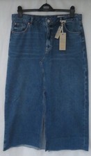 LADIES MARKS AND SPENCER MEDIUM INDIGO DENIM COTTON MAXI SKIRT SIZE 16