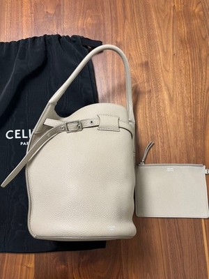 CELINE Big Bucket Leather Handbag Beige Women Near Mint From Japan