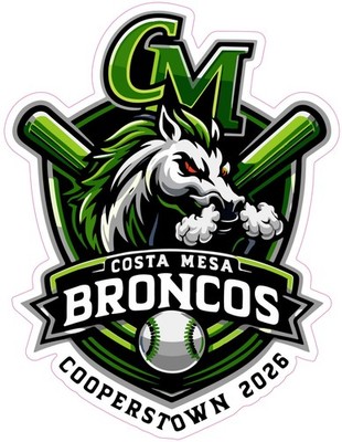 Costa Mesa Broncos Cooperstown Baseball Vinyl Decal Sticker Car Truck Bumper