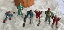 Lot of 6 Vintage Skiers and skater Figurines   Metal/Lead Hand Painted
