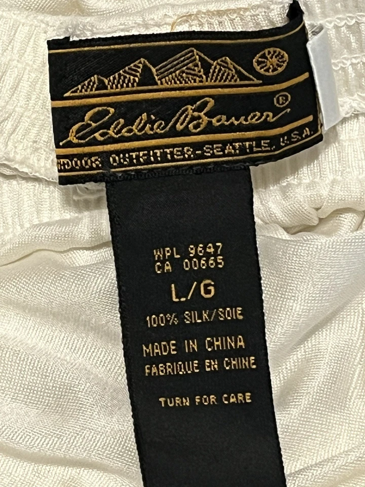 Pantalones de pijama/salón de seda blancos vintage Eddie Bauer talla grande Foto 3 de 3