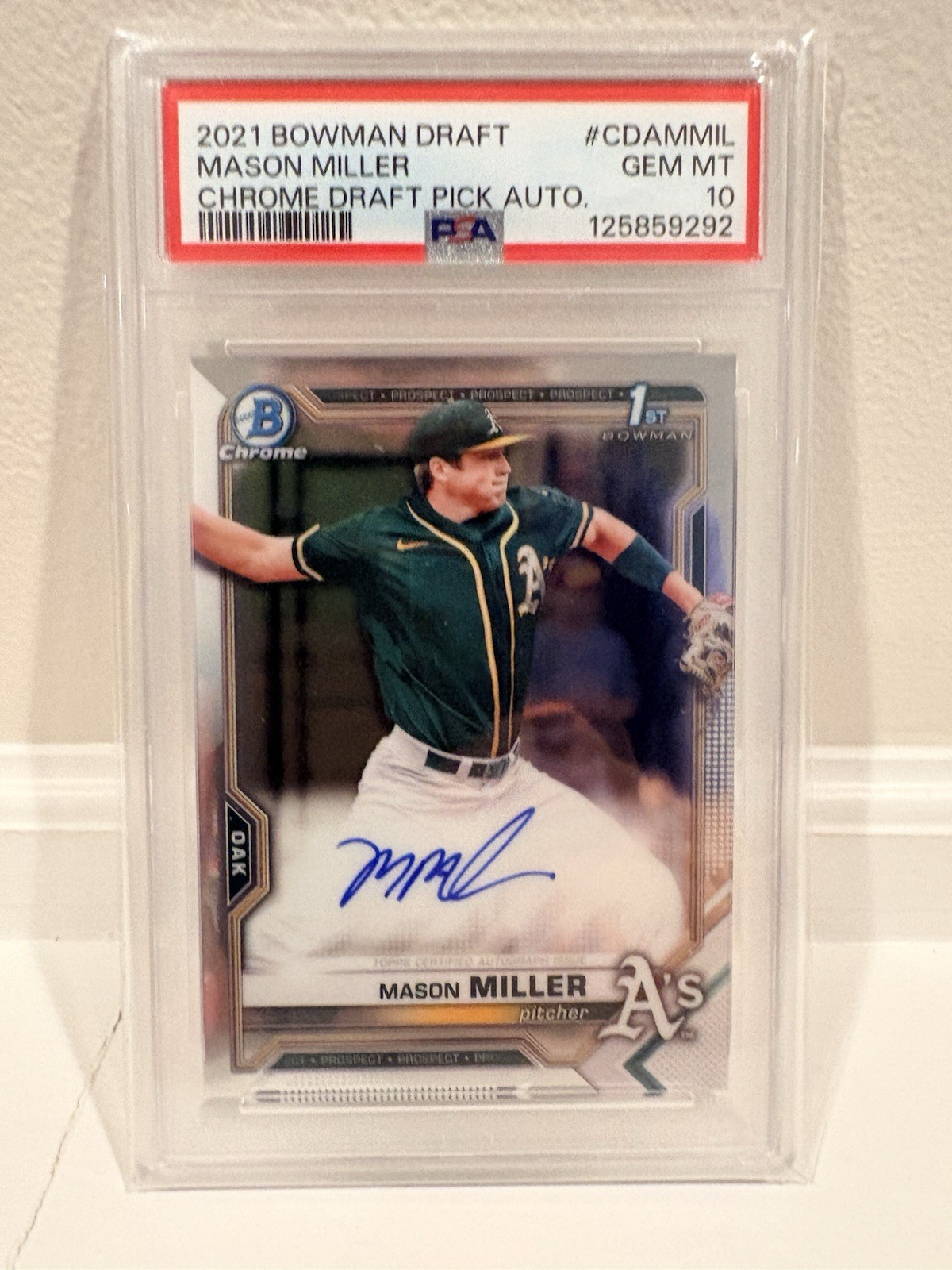 2021 Bowman Draft Mason Miller 1st Bowman Chrome Auto PSA 10