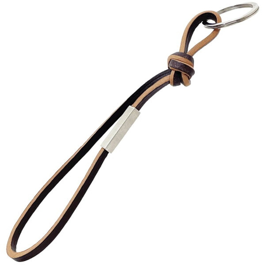 Prada Keychain Logo Loop Key Ring Leather Camel B… - image 3