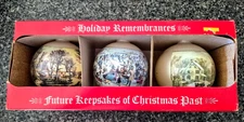 3 VINTAGE CURRIER AND IVES GLASS ORNAMENTS - 3  1/4" EACH