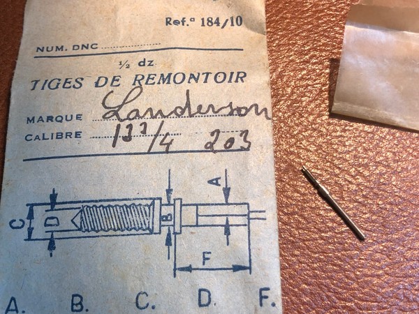 Landeron 203  Winding stem, Tija, tige de remontoir, Swiss MADE
