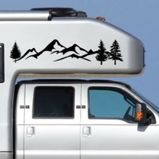 1X Motorhome Camper Van Car Body Stickers Mountain Forest Vinyl Decals Black