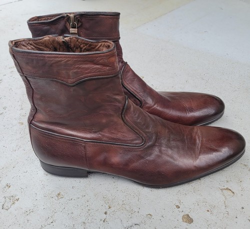 Paul Smith Dip Dyed Brown Leather Zip-Up Ankle Booys sz 10 US / 9 UK / 43 EUR - Picture 1 of 8