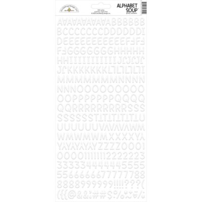 Doodlebug 13'' Alphabet Soup Puffy Stickers Letters Numbers 250+ Lily White