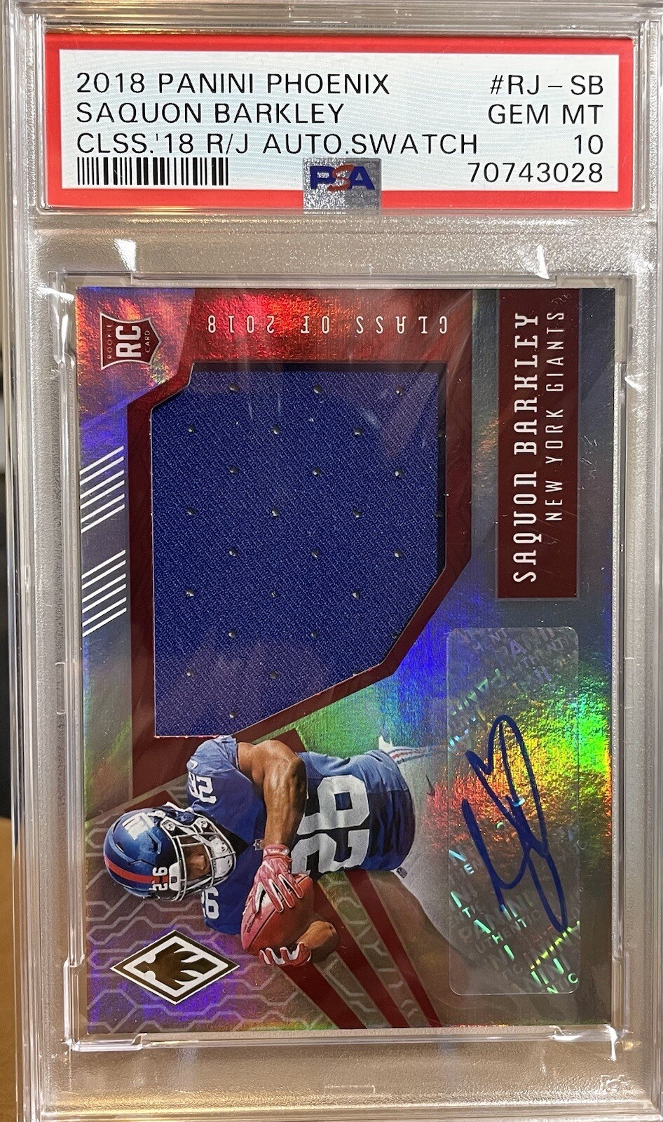 Saquon Barkley Panini Phoenix Class of 2018 Rps Rookie Jumbo Auto Swatch #RJSB Base