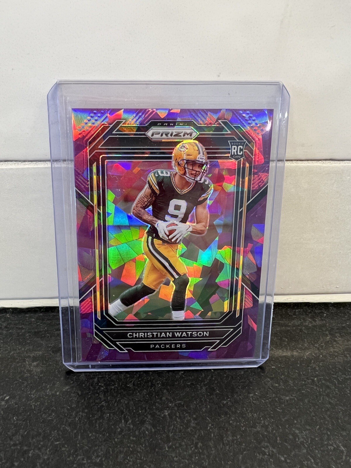 Christian Watson 2022 Panini Prizm Rookie Purple Cracked Ice 13/225 RC SP #314