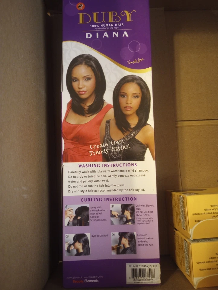 12" #1B Off Black Duby DIANA 100% Human Hair-INCLUDES BANG & NAPE - Image 2 of 2