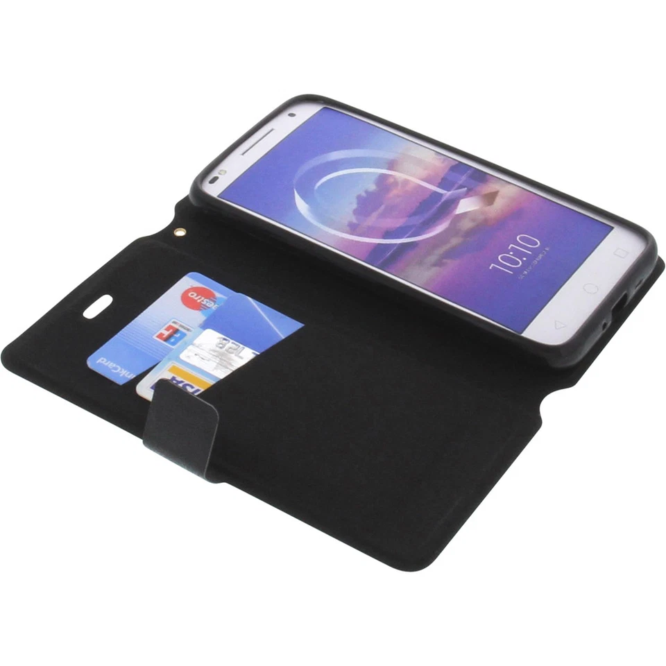 Custodia per Alcatel U5 HD Book-Style Protettiva Cellulare a Libro Nero - Immagine 3 di 4