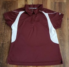 CHAMPION DOUBLE DRY WOMENS BURGANDY WHITE SHORT SLEEVE POLO GOLF SHIRT SIZE L