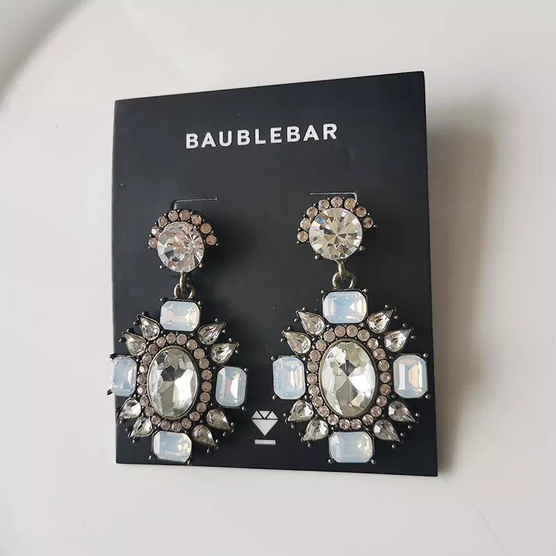 New Baublebar Rhinestone Floral Drop Earrings Gift Vintage Women