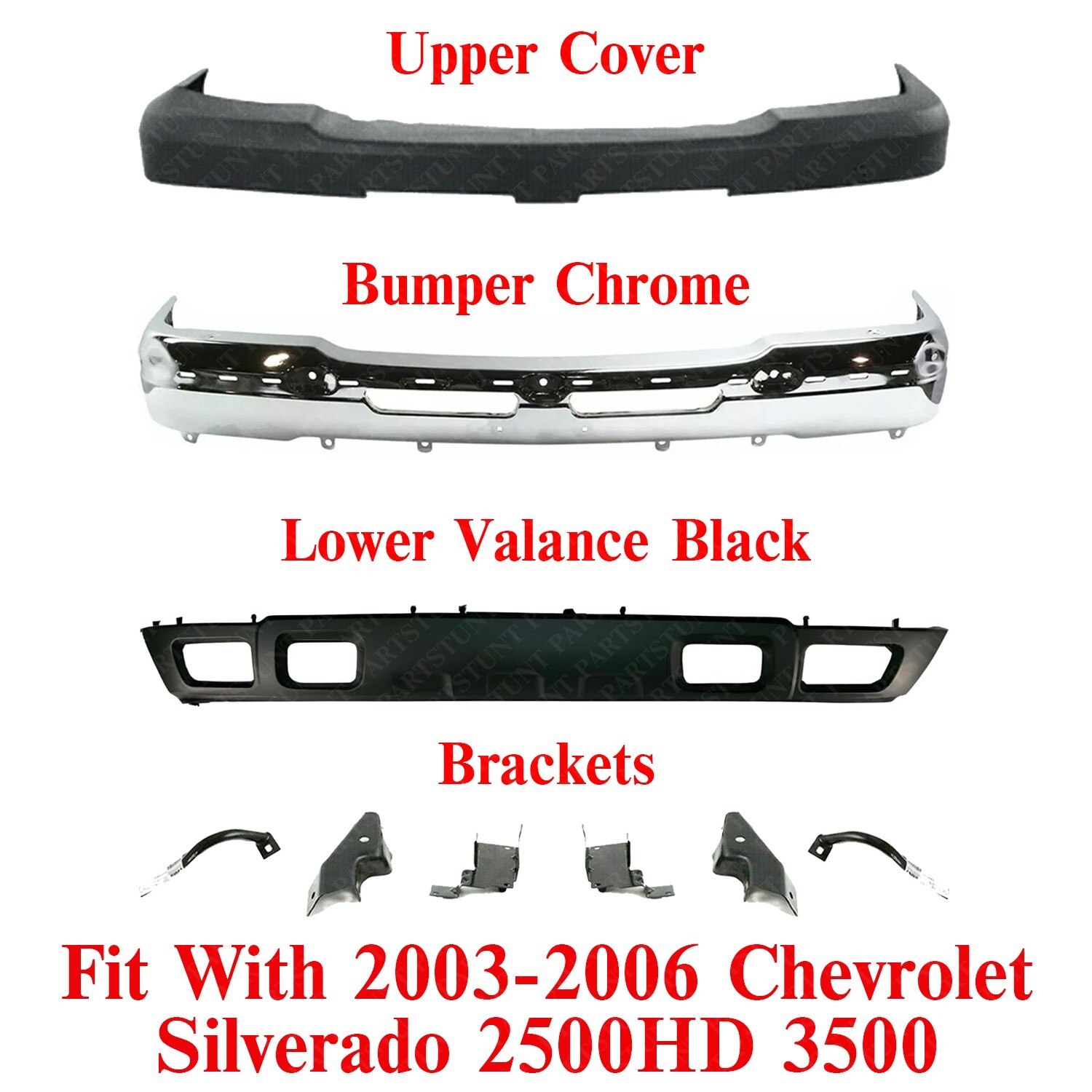 Front Chrome Bumper Kit with brackets For 2003-2006 Chevy Silverado