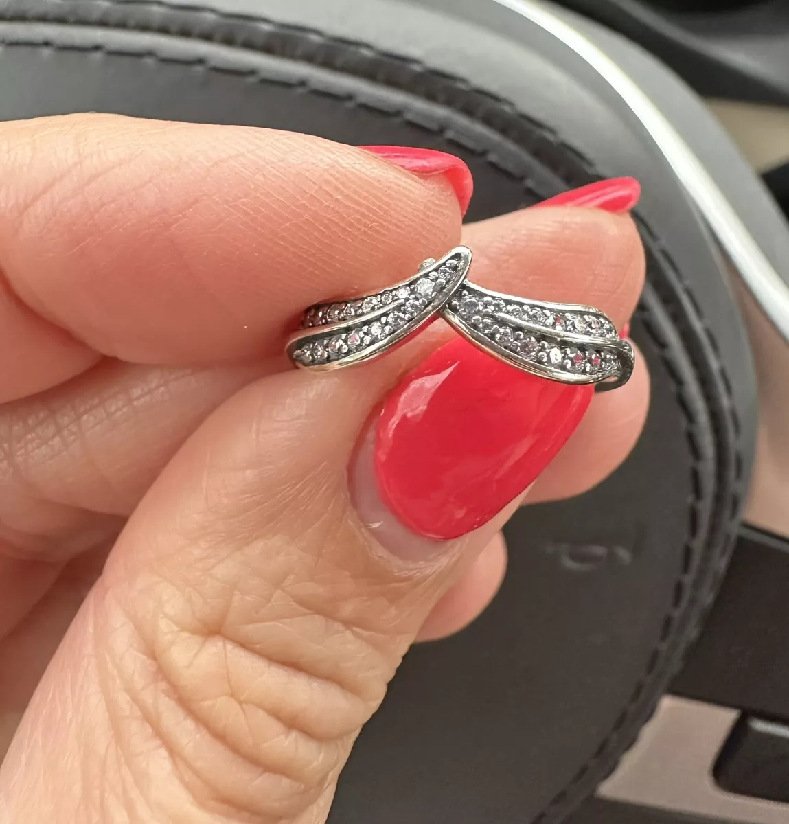 NEW Original Sterling Silver Pandora Sparkling Leaves Ring Size 52 199533C01
