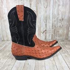 Ostrich Cowboy Boots Exotic Western Leather Pointed Toe Black Details Size?