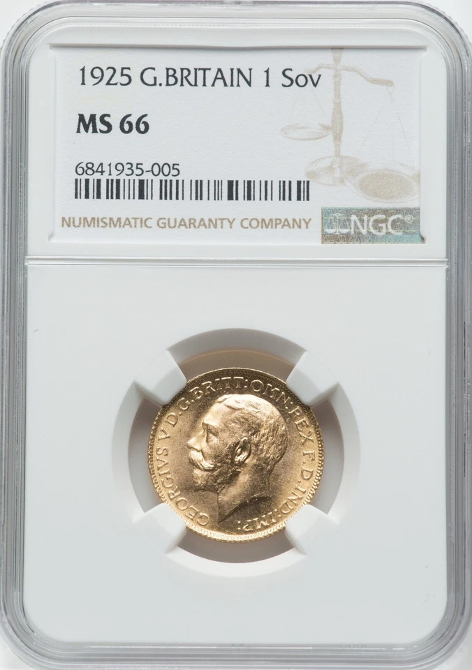Gran Bretaña - Soberano Jorge V 1925 - NGC MS66 - ¡RARO A ELEGIR! Foto 3 de 4