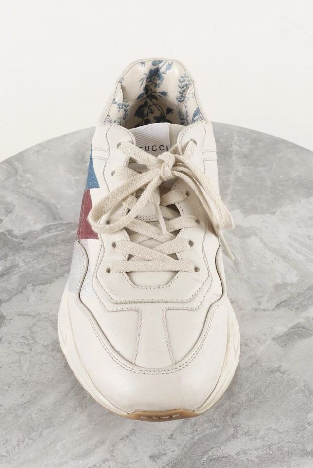 Tênis Feminino Gucci Couro Rhyton Marfim Tamanho 39.5 Glitter Estampa Multicolorida - Imagem 2 de 4