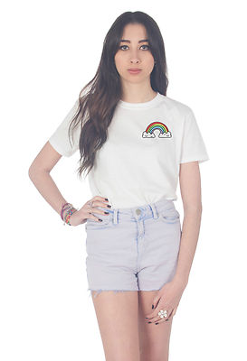 Regenbogen Tasche T-Shirt Top Mode Blogger Grunge Tumblr süß