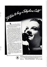Bell Telephone System Buy a Telephone Call Operator Print Advertisement 1935