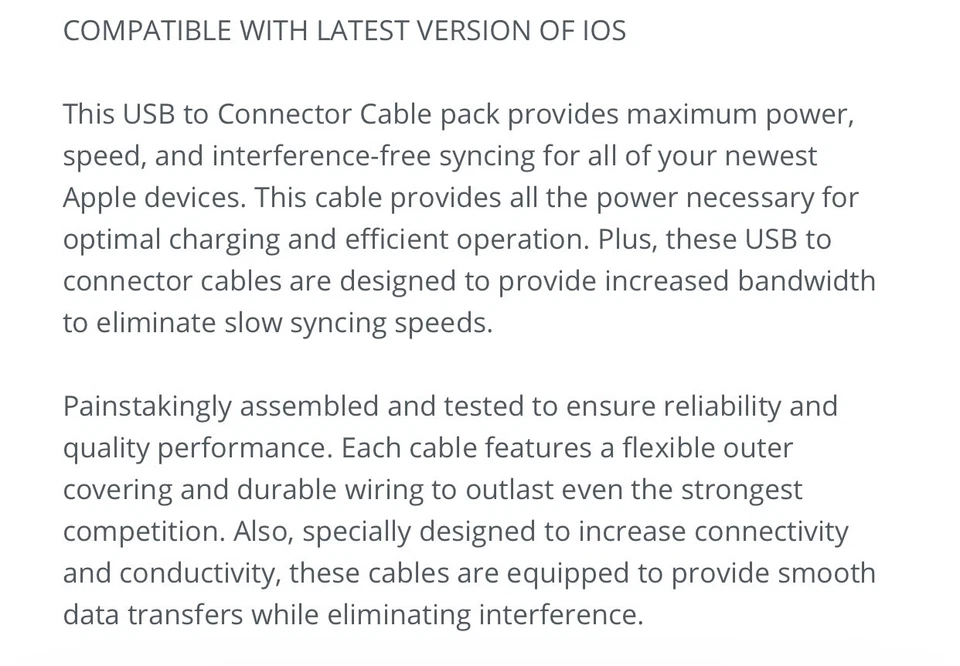2-Pack ~ iPhones & iPad ~ 8 Pin To Usb Charger & Data Sync ( White) - Image 2 of 3