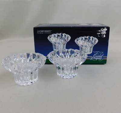 Cristal D'Arques France 2pc Set Cheverny Lead Crystal Candle Holders #C646