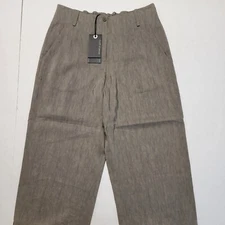 $520 Annette Gortz Women's Olive Brown Testa Pants Linen Cotton Size 32x25