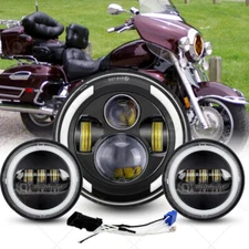 7" Inch LED Headlight +4.5" Passing Lights For Yamaha Royal Star Venture XVZ1300
