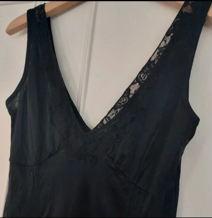 Vestido Mango Negro Sedoso S M UK 10 Foto 2 de 4