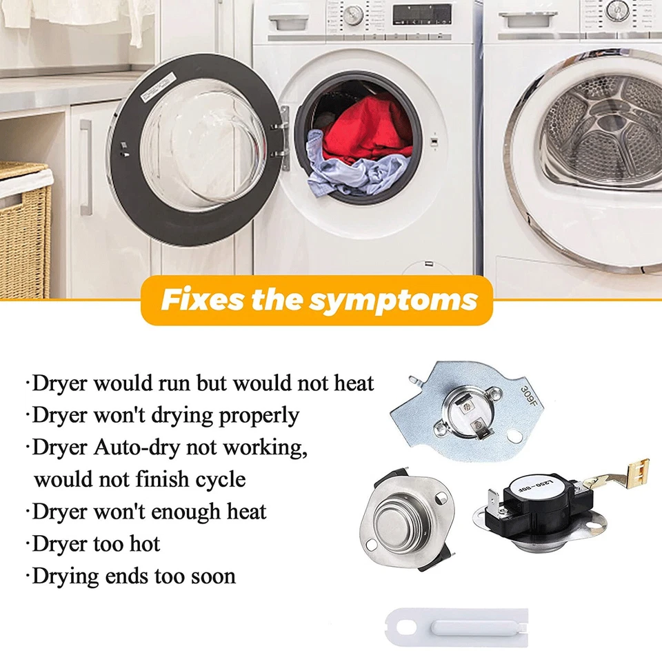 3387134 Dryer Thermostat 3977393,3392519,3977767 Thermal Fuse Kit for whirlpool Foto 4 de 4