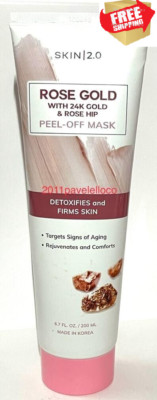 SKIN 2.0 ROSE GOLD with 24K Gold & Rose hip ~ Peel-off-Mask Detoxifies & Firm